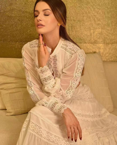 SNOWFLAKE Lace Two Piece Set in White