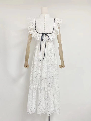 Embroidered Hollow Lace Maxi Dress