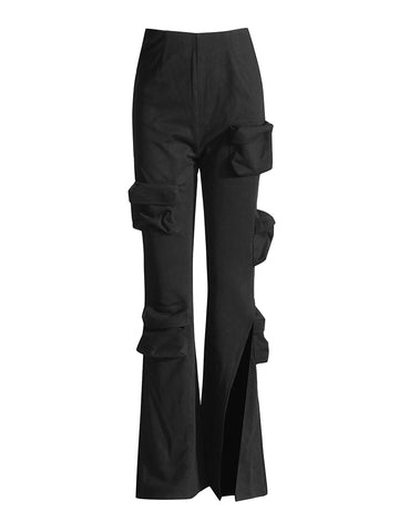 Pantalon à fente haute avec poche rétro