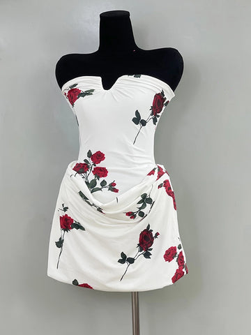 Rose Strapless Backless Mini Dress