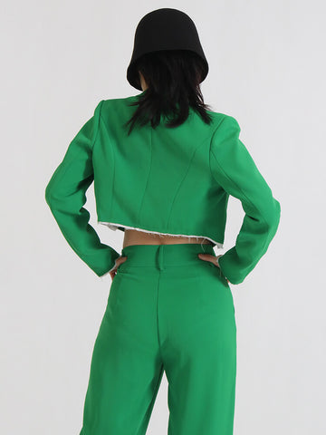 Colorblock Two Piece Sets For Notched Collar Long Sleeve
