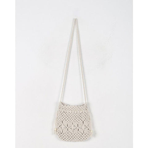 Sac à bandoulière en fil de coton Sac en paille Sac à bandoulière fait main Sac à cordon Sac de plage 
