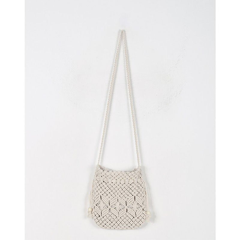 Sac à bandoulière en fil de coton Sac en paille Sac à bandoulière fait main Sac à cordon Sac de plage 
