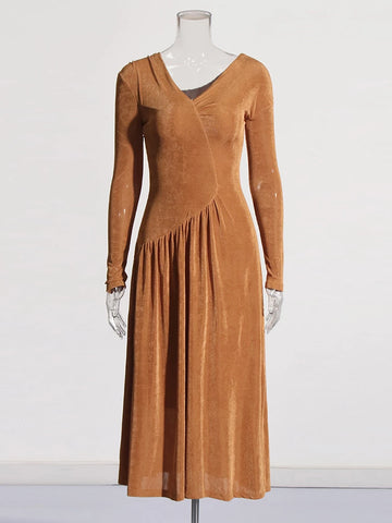 Off Shoulder Long Dress Elastic Knitted Dress