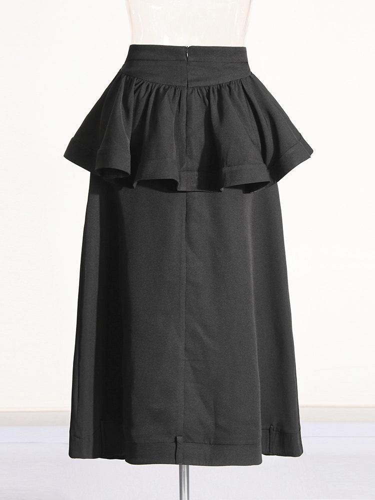 Long SLeeve Blouse With Pleated High Waiste Skirt Two Piece Set