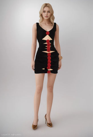 Rose Hollow Out Tube Mini Dress