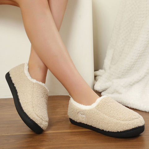 Arrivée Chaussures Fourrées Thermiques Chaussures En Coton Épais Pour La Maison Antidérapantes Talon Enveloppé Type Plate-Forme Pantoufles Décontractées En Coton Cachemire 