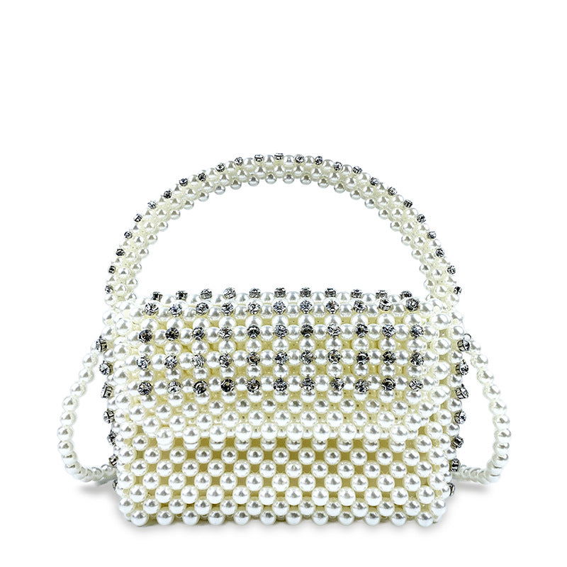 Sac à main chinois tissé à la main avec perles et diamants incrustés, sac à main sous les bras, sac à bandoulière, sac à main 