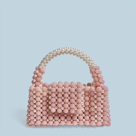 Sac à main en perles de cire rose texturé de niche avancée fait à la main 