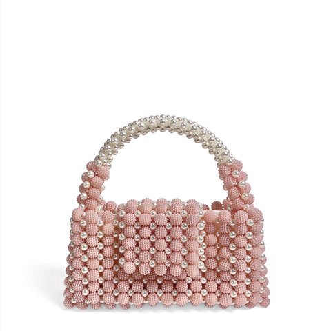 Sac à main en perles de cire rose texturé de niche avancée fait à la main 