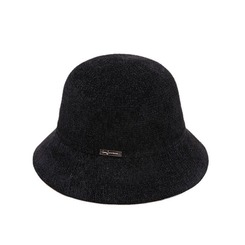 Chapeau seau en chenille pour enfants, chapeau tricoté en forme de dôme simple et élégant 