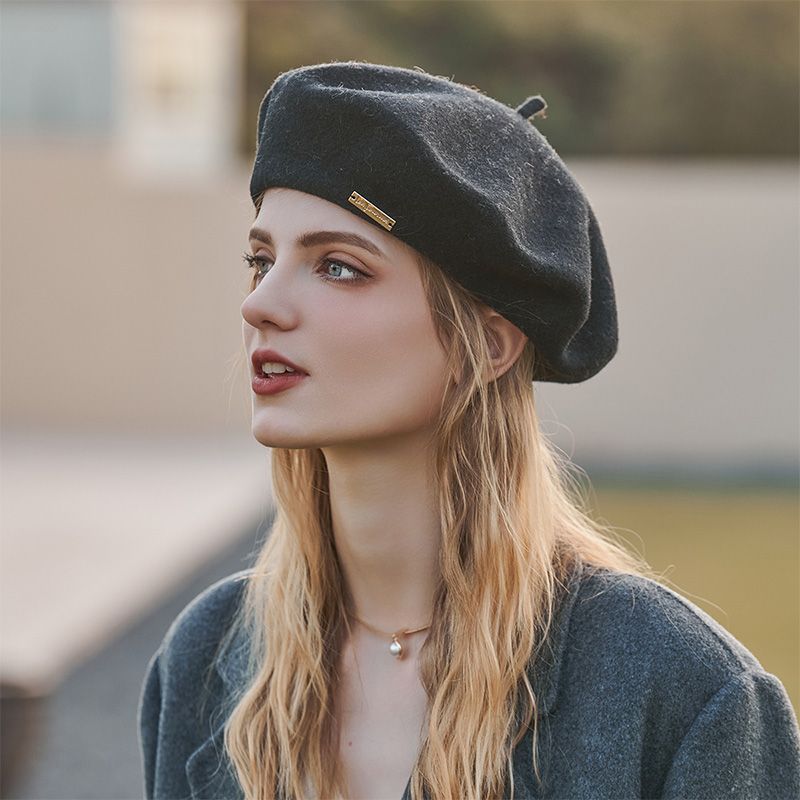Couleurs disponibles Béret en laine Saison décontractée britannique Chaud Épais Couleur unie Tout assorti Chapeau 