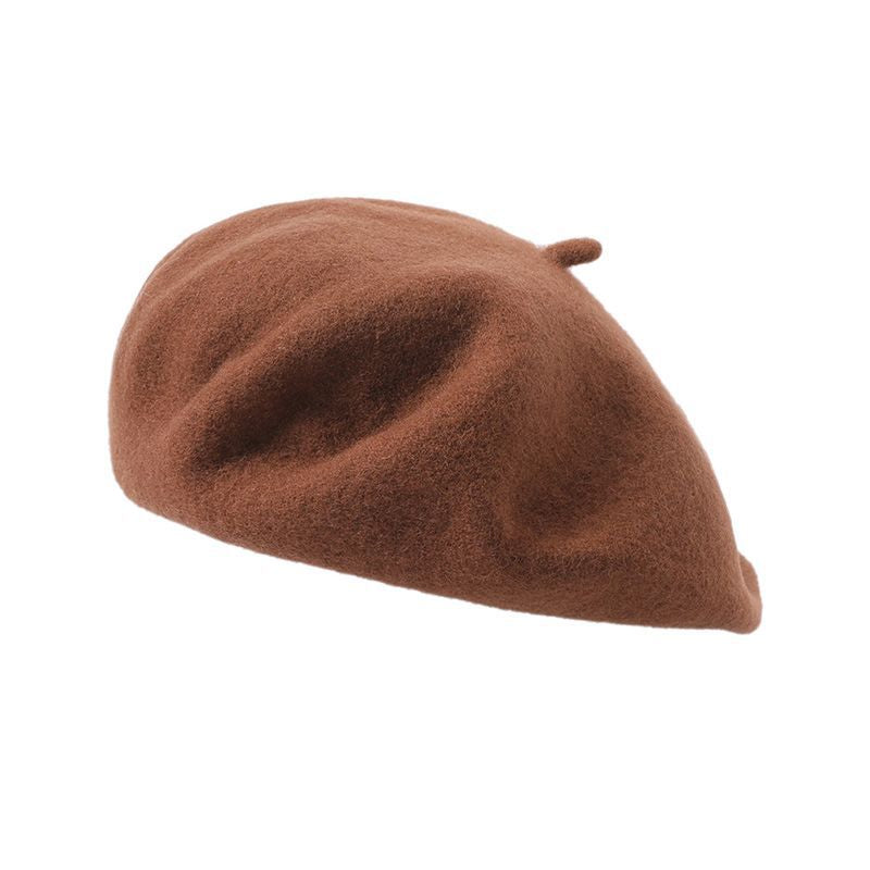 Couleurs disponibles Béret en laine Saison décontractée britannique Chaud Épais Couleur unie Tout assorti Chapeau 