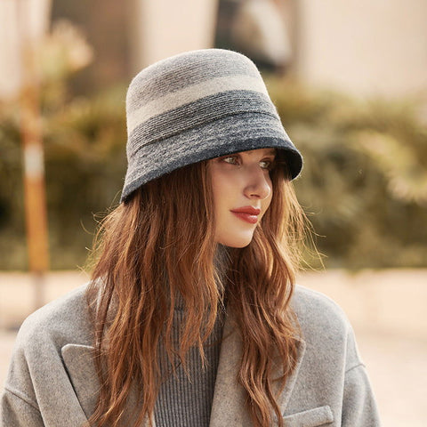 Chapeau de pêcheur français élégant en laine véritable, chapeau de bassin rétro simple, léger, de luxe, chaud, en feutre de fourrure 