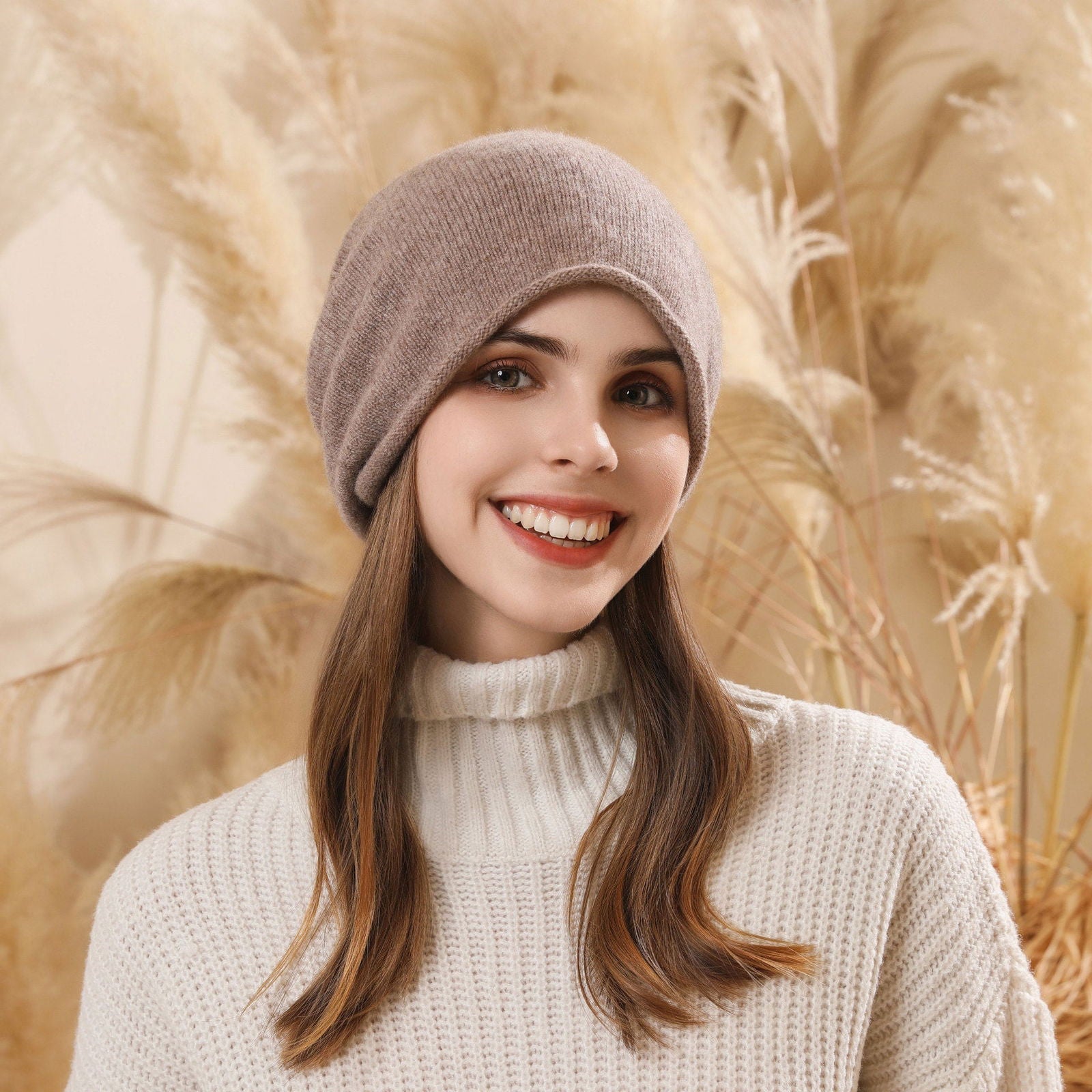 Mütze, warmer Ohrenschutz, großer Kopfumfang, Beanie-Mütze, gestrickte Wollärmelkappe 