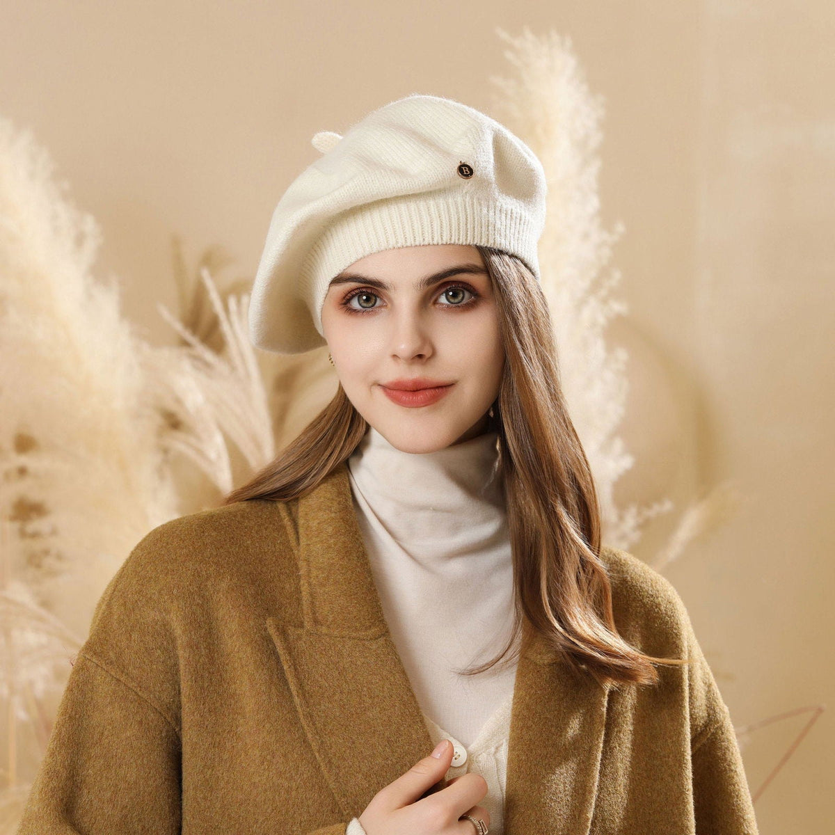 Béret tricoté coréen artistique rétro grande circonférence de la tête montrer le visage petit peintre nuage chapeau 
