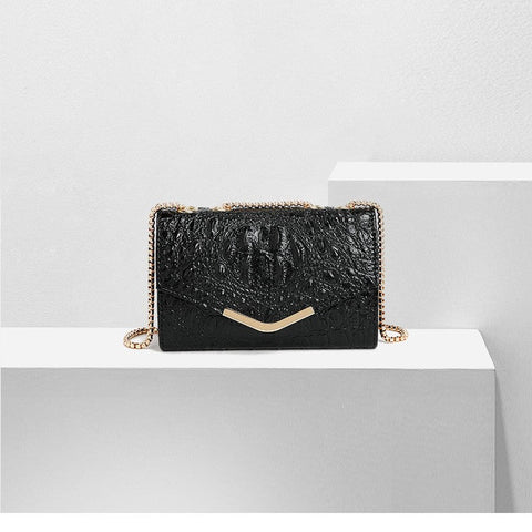 Fashionable All Match Crocodile Pattern Chain Shoulder Crossbody Small Square Bag