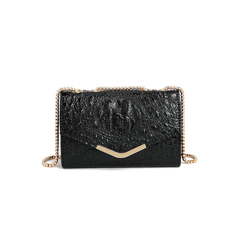 Fashionable All Match Crocodile Pattern Chain Shoulder Crossbody Small Square Bag