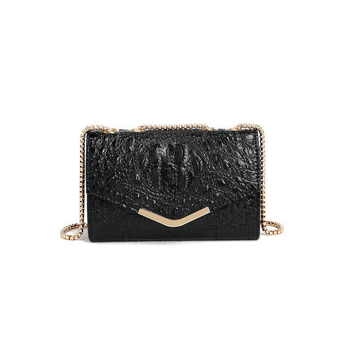 Fashionable All Match Crocodile Pattern Chain Shoulder Crossbody Small Square Bag