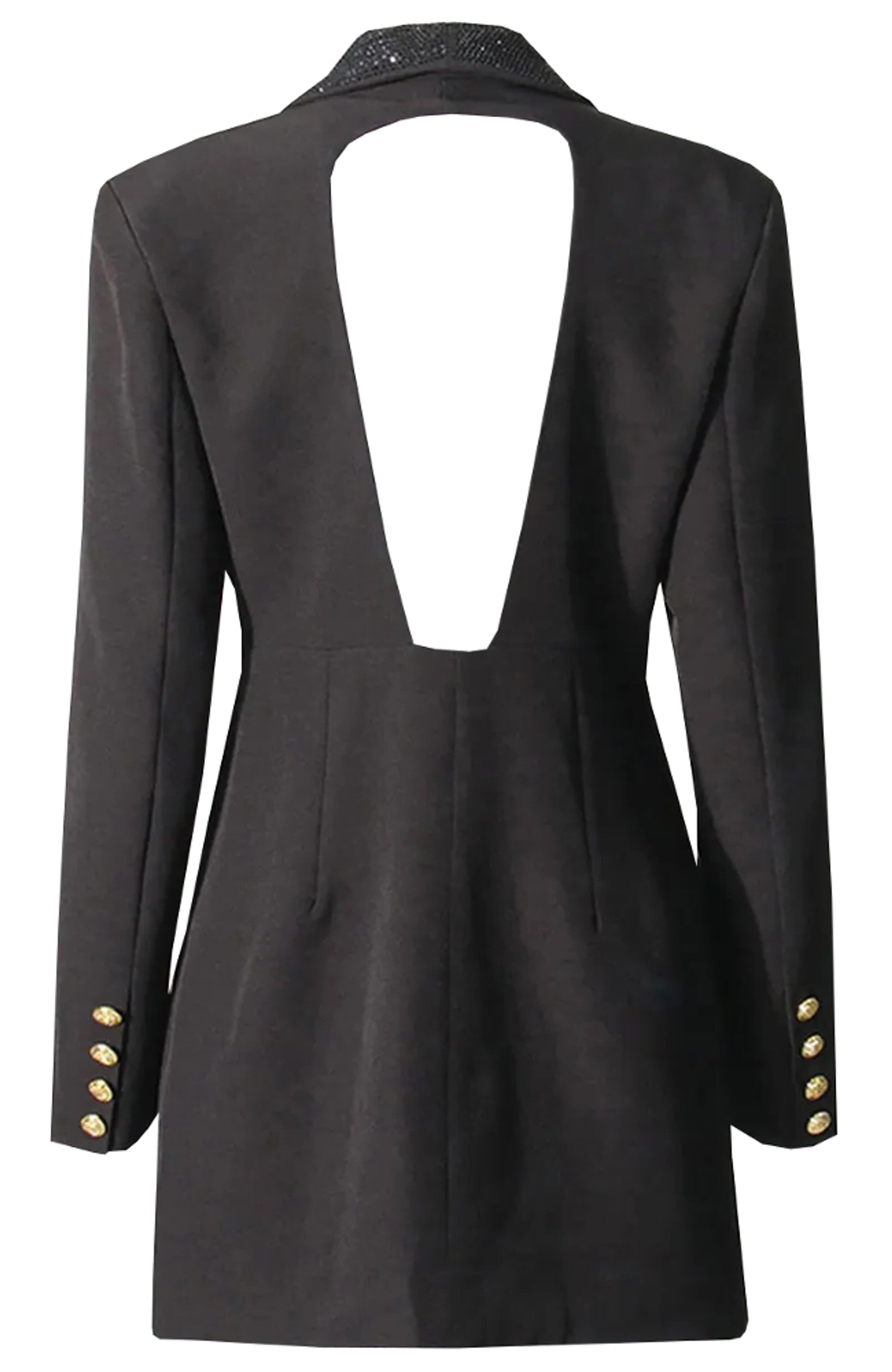 Robe blazer dos nu ornée