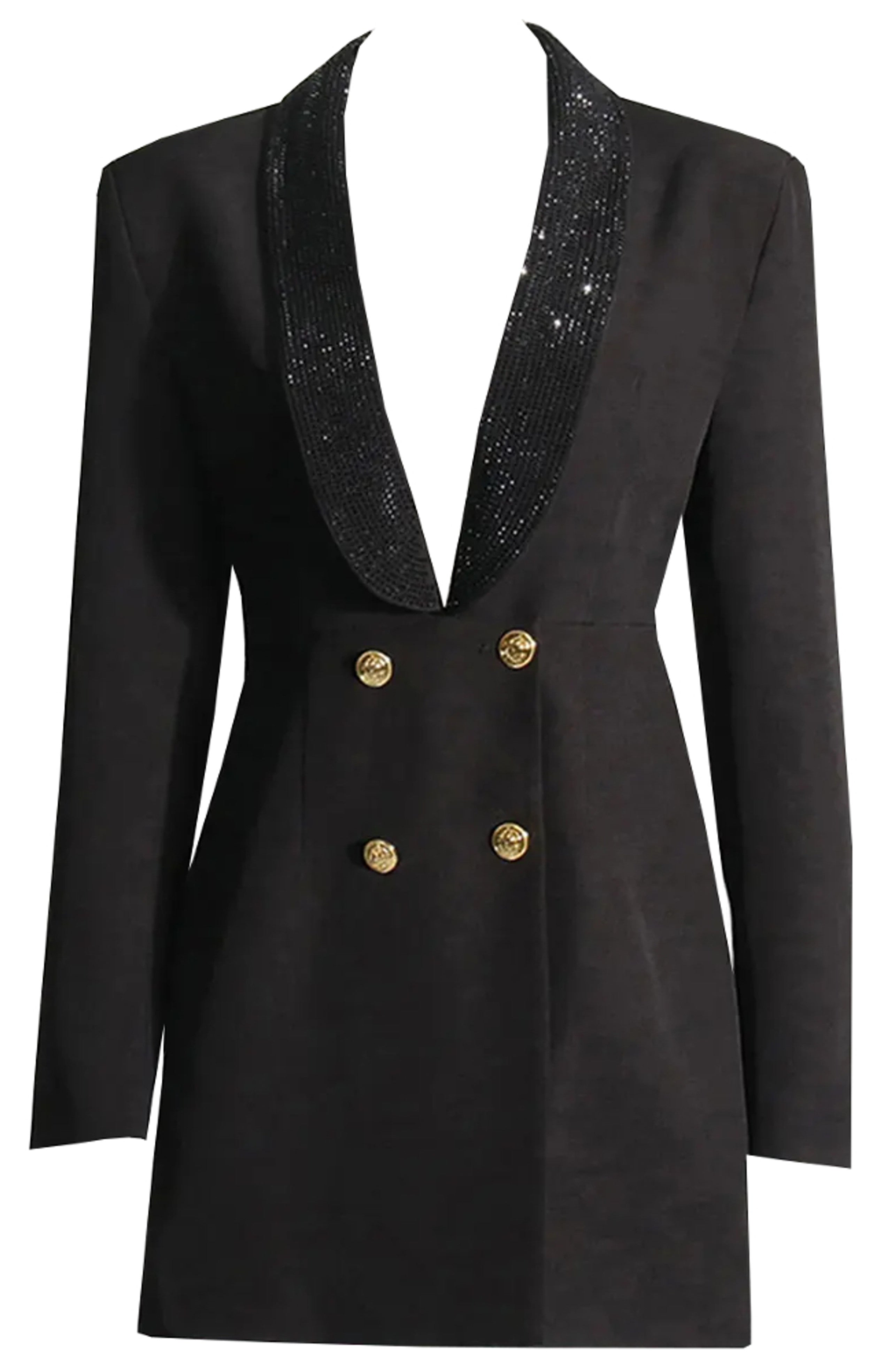 Robe blazer dos nu ornée