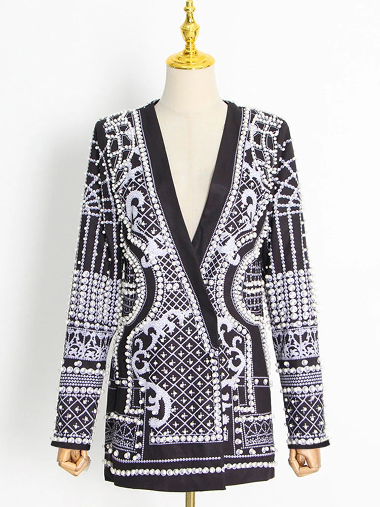 Pearl Blazer Dress - White