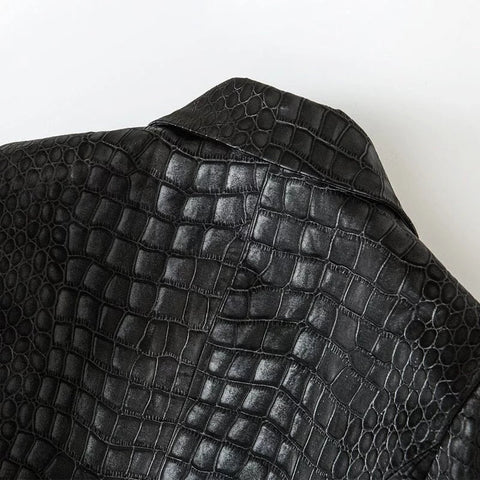The Everglades Faux Leather Long Sleeve Blazer