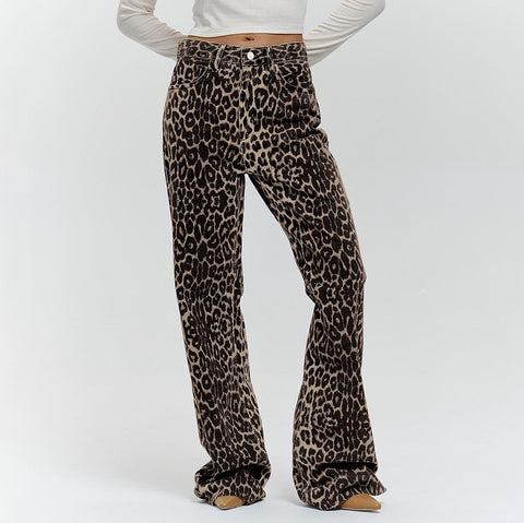 PANTALON FLARE IMPRIMÉ ANIMALIER PANTALON LÉOPARD