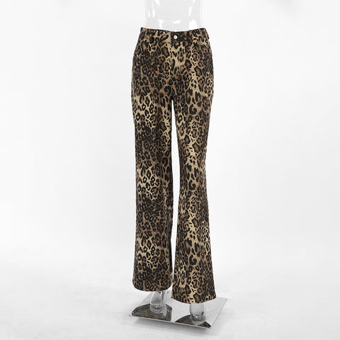 PANTALON FLARE IMPRIMÉ ANIMALIER PANTALON LÉOPARD