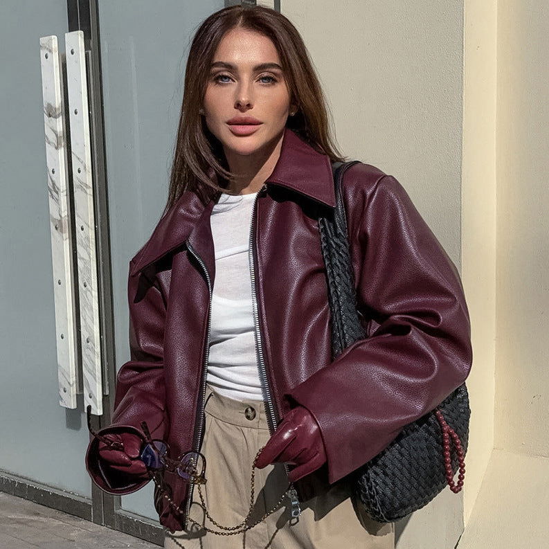 Locomotive Leather Jacket Baggy Coat Leather Overcoat
