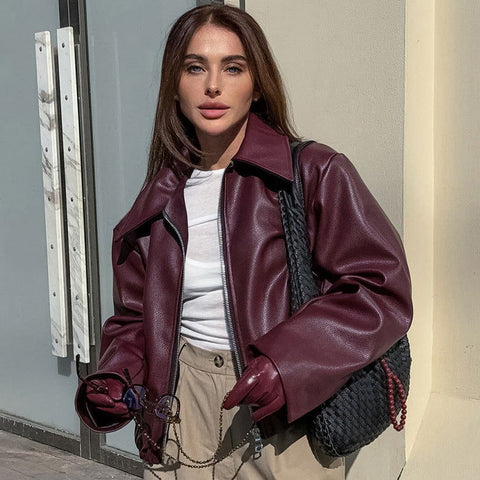 Locomotive Leather Jacket Baggy Coat Leather Overcoat