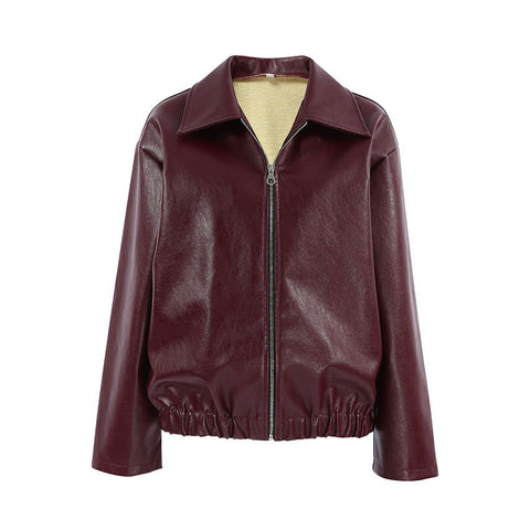 Locomotive Leather Jacket Baggy Coat Leather Overcoat