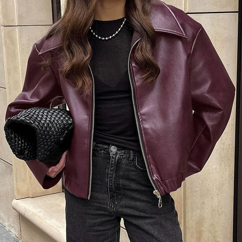 Locomotive Leather Jacket Baggy Coat Leather Overcoat