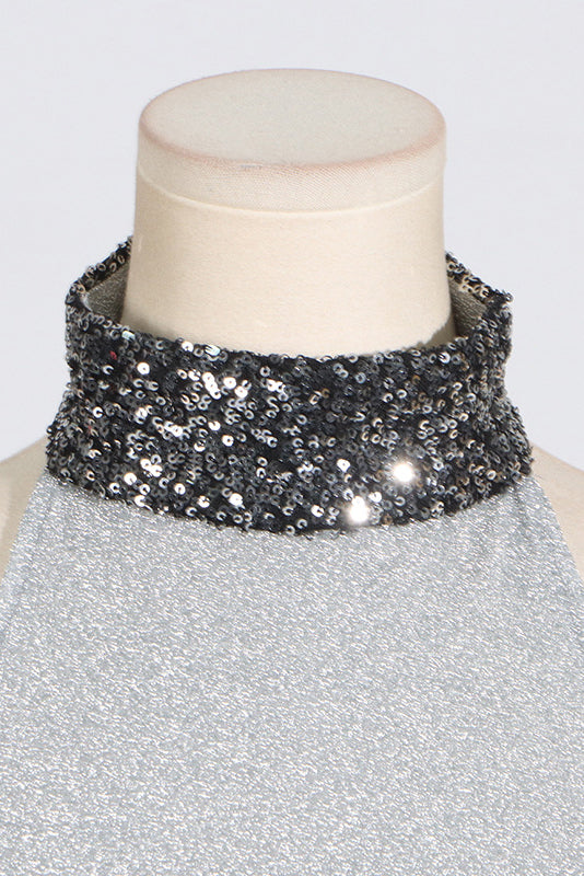 Sequin Panel Halter Top