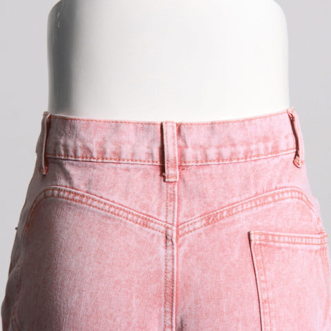 Crystal Cut-Out Straight Jeans - Pink