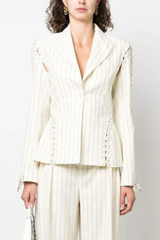 Stripe Lace Up Blazer