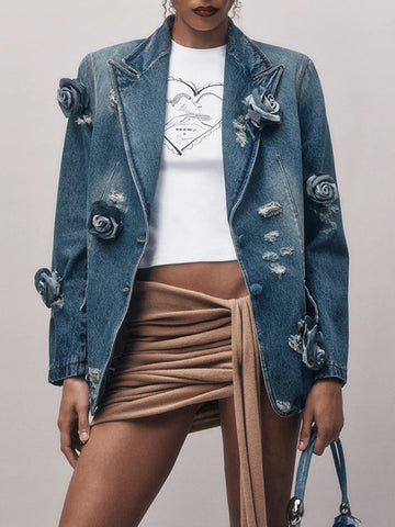 Rose Denim Blazer