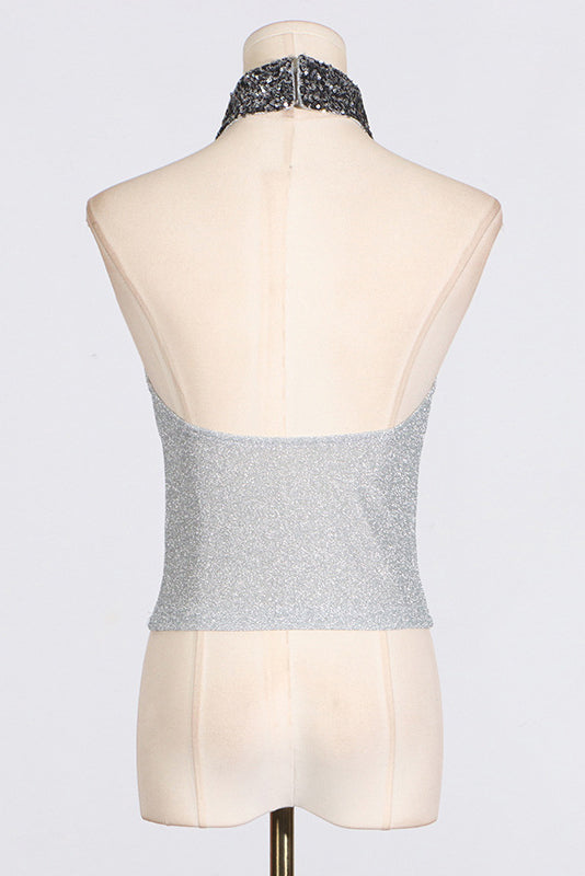 Sequin Panel Halter Top