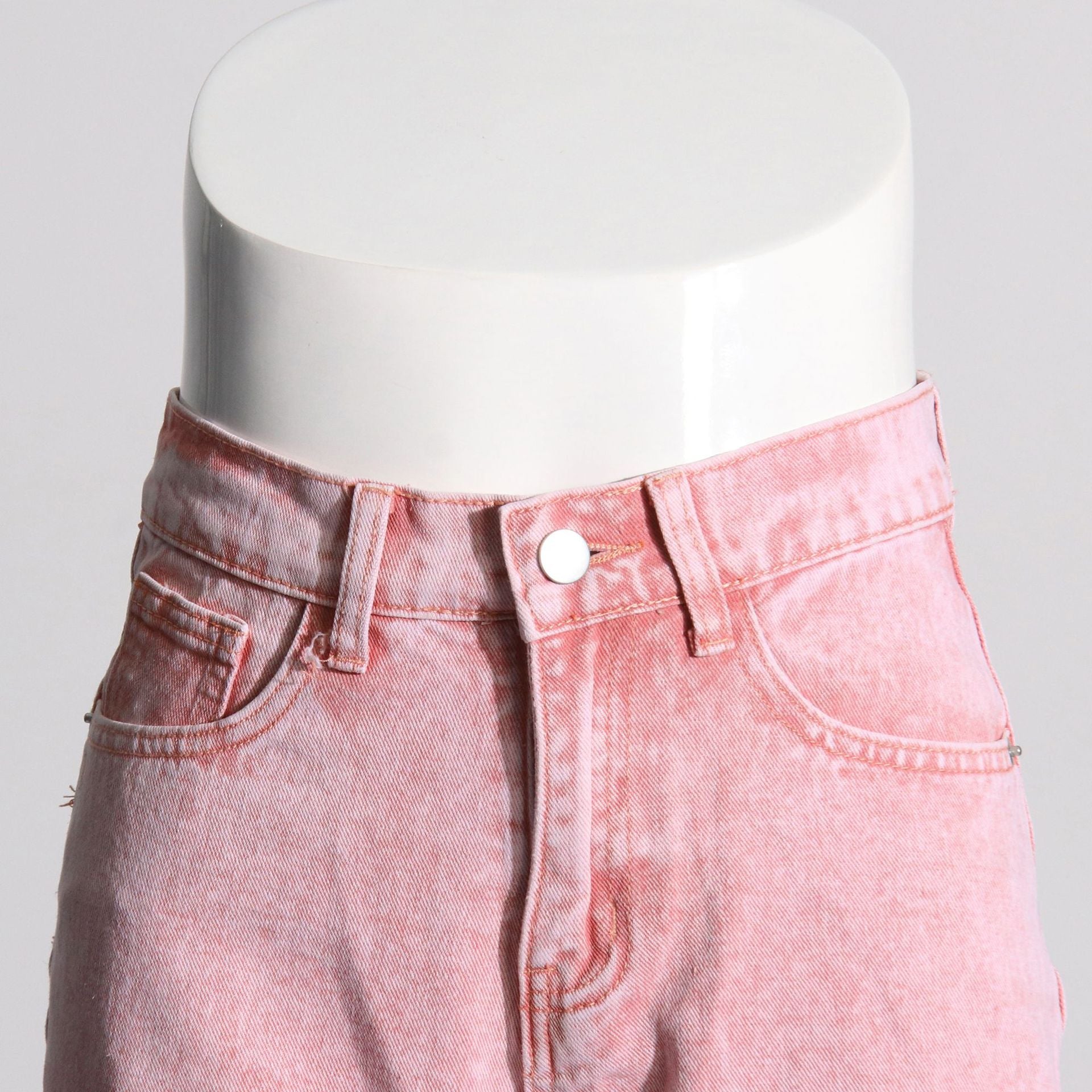 Crystal Cut-Out Straight Jeans - Pink