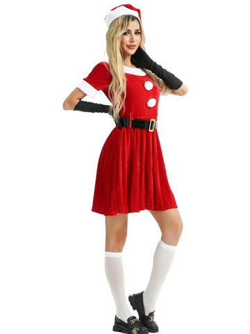 Santa Outfit Dress With Gloves And Hat