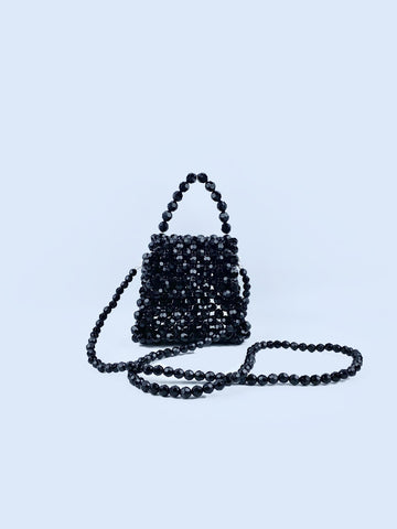 Black Pearl Small Crossbody Handbag Internet Celebrity Retro Handmade Beaded Bag