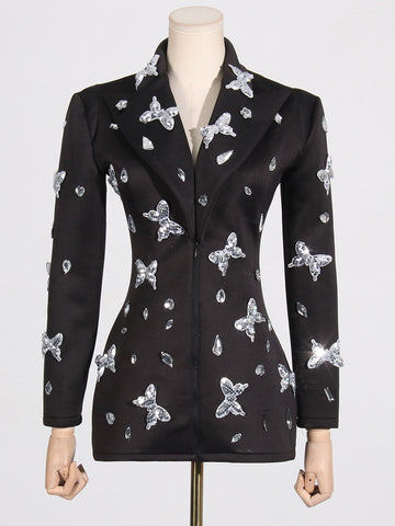 WAIST SLIMMING BUTTERFLY SEQUIN BLAZER