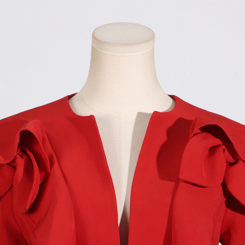 RED RUFFLE JACKET