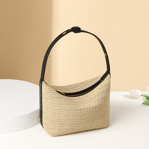 Sac à lunch en paille élégant et assorti à la mode française avec un design spécial, sac à bandoulière, sac à main, sac de plage pour les vacances 