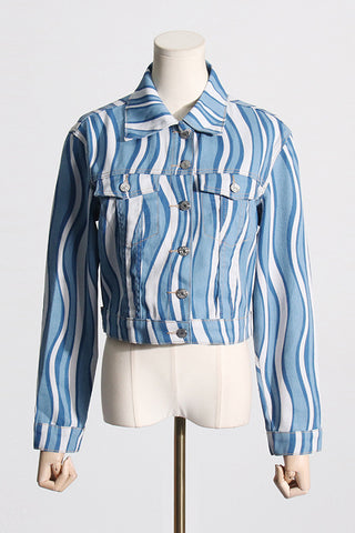 Wavy Stripe Denim Jacket