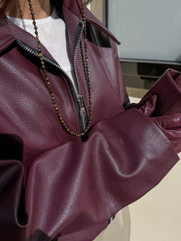 Faux Leather Zipper Jacket