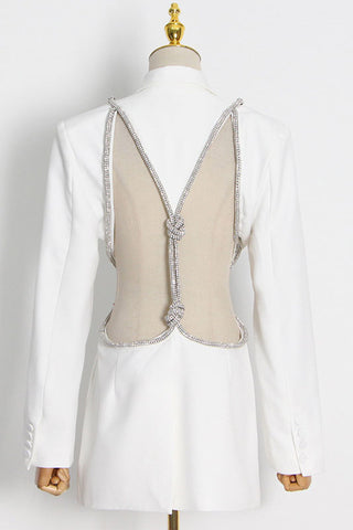 DIAMANTE ROPE KNOT BLAZER /DRESS - WHITE