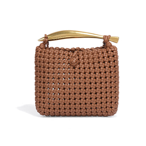 Sac à sardines tissé creux découpé à la main petit sac carré sac messager de couleur contrastée de conception tissée industrielle lourde 