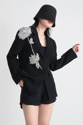 Jacke mit Strass-Detail in Schwarz