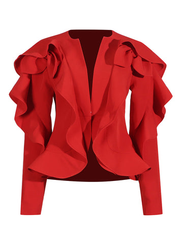 RED RUFFLE JACKET